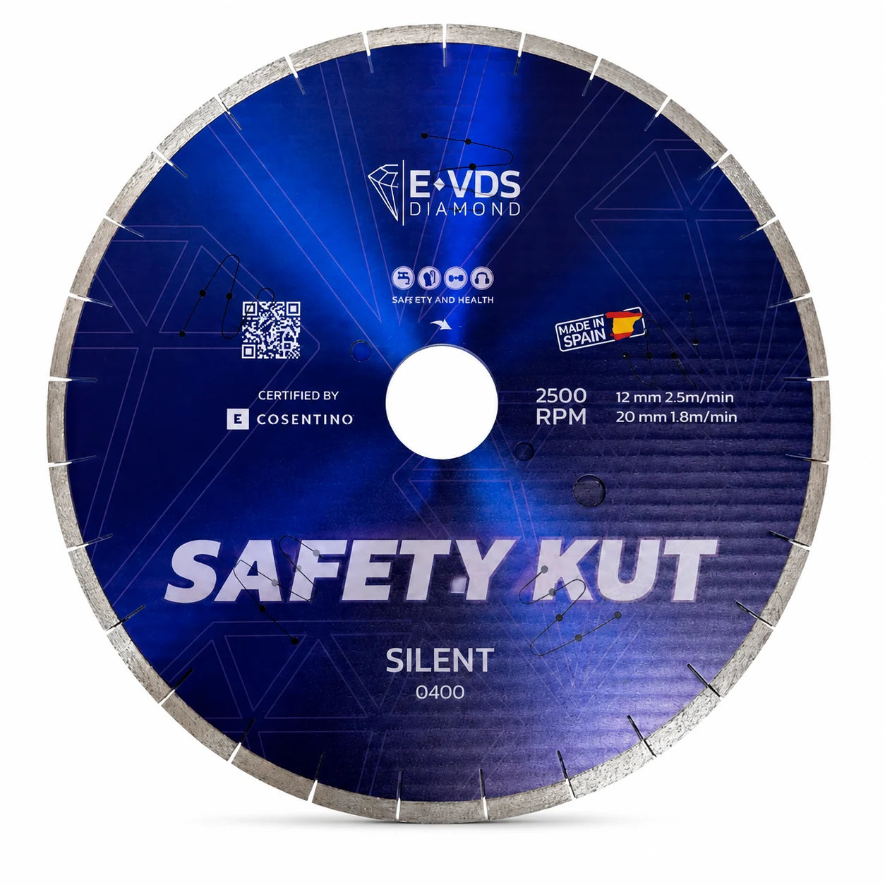 E-VDS SafetyKut blue and purple diamond bridge saw blade